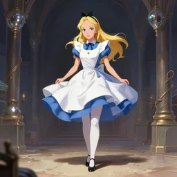 alice in wonderland in disco elysium by greg manchess concept art, key visual, ambient lighting, highly detailed, digital painting, artstation, concept art, sharp focus, by makoto shinkai and akihiko yoshida and hidari and wlop and greg rutkowski