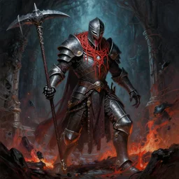A terrifying spaghetti-man Behemoth-Knight antagonist with plate-reinforced clothing and a flail weapon is guarding the grimdarkest dungeon depths. trending on Pixiv. trending on ArtStation. A vibrant digital oil painting. A highly detailed fantasy character illustration by Wayne Reynolds and Charles Monet and Gustave Dore and Carl Critchlow and Bram Sels | A concept of Melancholic Euphoric heartshine in the crush of oblivion.