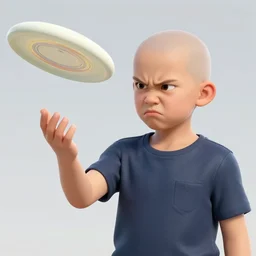 an angry 3 0 year old balding american looking at a frisbee in disgust