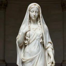 doja cat carrara marble statue in the style of the veiled queen by Giovanni Strazza