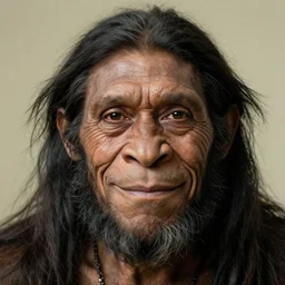 close up portrait of a neanderthal smiles to you | art nouveau. sharp edges. ultra clear detailed. 8 k. octane render by artgerm, cushart krenz, greg rutkowski, mucha and norman rockwell
