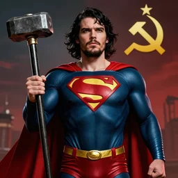 stalin as superman red son, leader of the revolution, socialist realism, sovietwave aesthetic, hammer and sickle, groundbreaking, award winning, breathtaking, superb, epic, hyper realistic, detailed picture, intricate digital art, trending artstation, 8 k, unreal engine 5, octane render, vfx, volumetric lighting, rich moody colors, fan art, concept art