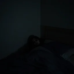 creepy night photo in bedroom where a face is barely visible in the dark corner of the room