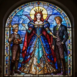 stained glass queen, masterpiece by Edgar Maxence and Ross Tran and Michael Whelan, 8k, octane render