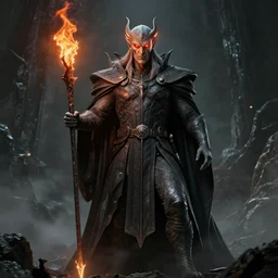 Sauron with flaming eyes, full body, Lord of the rings