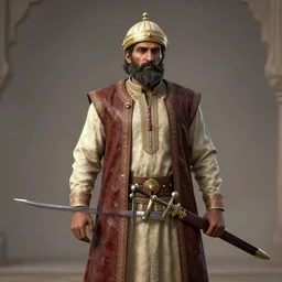 a mughal sword merchant in unreal engine photorealistic