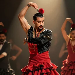 Bad Bunny dressed as a flamenco dancer