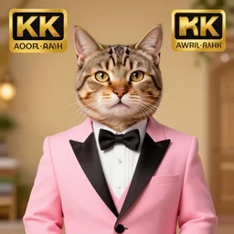 portrait of a tabby in the style of the movie Zootopia wearing a pink tuxedo, 4k, digital art, award winning