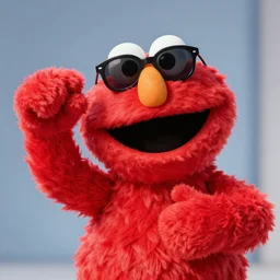 elmo version eyes with sunglasses rapping