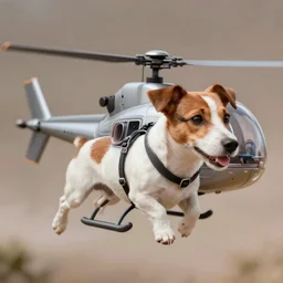 flying jack russell terrier with propeller on it's back flying like a helicopter, highly detailed, digital art