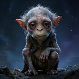 epic professional digital airbrushed full portrait art of a mopey sad emo Gollum, adorably gloomy, lord of the rings, sci-fi art, fantasy art, best on artstation, cgsociety, wlop, Behance, pixiv, cosmic, epic, stunning, gorgeous, UHD, 4k, cinematic,  masterpiece by Tom Lockwood and Gerald Brom