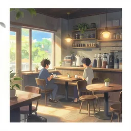 inside a cozy coffee shop, a fantasy digital painting by makoto shinkai, trending on artstation, highly detailed