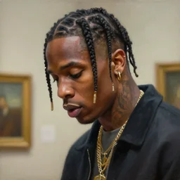 museum painting, travis scott, sharp focus, highly detailed, digital art, matte painting, masterpiece, by artgerm, by greg rutkowski