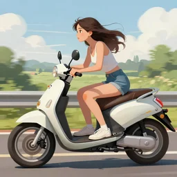 a girl is riding a motorbike, digital painting by artgerm hyperdetailed trending on artstation trending on deviantart