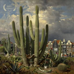 Amsterdam with cactuses painted by Rembrandt