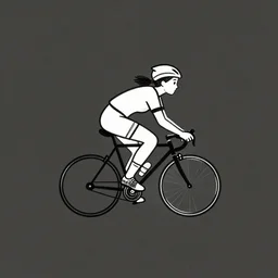 minimalist logo depicting a girl in shorts riding a bicycle, inked outline, retro cycling, victo ngai, kilian eng, lois van baarle, behance