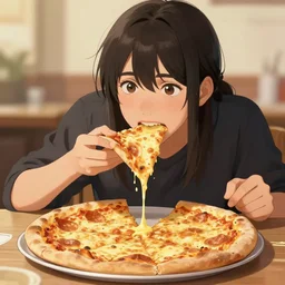 buttercup eating pizza, digital painting, artstation, concept art, smooth, sharp foccus ilustration, artstation hq
