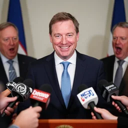 scott morrison smirking at press conference while journalists yell at him