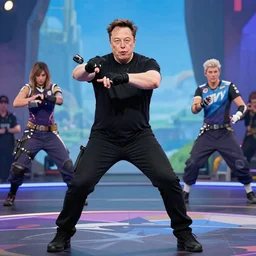 Elon musk doing a Fortnite dance after eliminating Amber heard