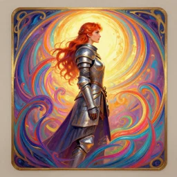 side profile centered painted portrait, Imogen Poots as a Paladin, D&D, Gloomhaven, matte painting concept art, art nouveau, beautifully backlit, swirly vibrant color lines, fantastically gaudy, aesthetic octane render, 8K HD Resolution, by ilya kuvshinov and Cushart Krentz and Gilleard James