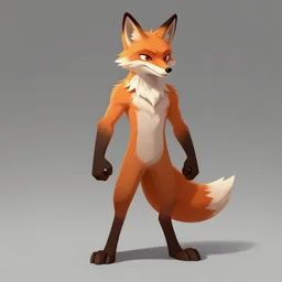 fox character concept art, t - pose, video game concept art