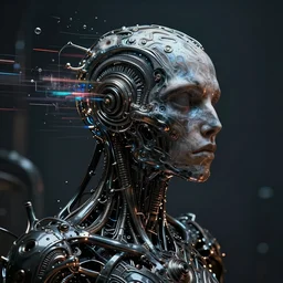 chaos , glitch, malfunction, consciousness, glitch, illusion , living, beautiful, organism, null ,divine, static, fluid , breathe, void , industrial, see , birth , death, touch , thought , AI , glitch abyss , cinematic lighting , black metal, biomech, cinematic mood, very detailed, 8k, high resolution, photorealism, wide angle, cinematic atmosphere, elaborate, highly detailed, ornate, shiny, dramatic lighting, realistic,octane render,
