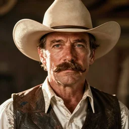 j. k. simmons as a cowboy with a moustache