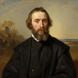 portrait of René Guenon, in the style of the Hudson River School