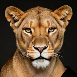 annie leibovitz striking headshot of brie larson in rick baker makeup as an anthropomorphic beautiful lioness : hyperreal