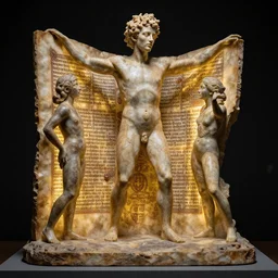 giga chad, illuminated manuscript, 4 k, sculpture
