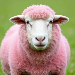 a pink sheep with alligator face