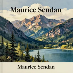 mountains, trees, and lake, by maurice sendak