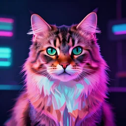 russian siberian cat, portrait, vaporwave, synthwave, neon, vector graphics, cinematic, volumetric lighting, f 8 aperture, cinematic eastman 5 3 8 4 film