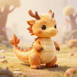 dragon made of bread, fantasy, cute