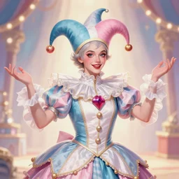award winning digital portrait of a feminine attractive male fool / jester in jester clothes at a circus, male art by sakimichan, beautiful circus themed with soft pastel colors and lights, trending artstation, digital art, aesthetic, bloom, intricate, elegant, sharp focus, digital illustration, highly detailed, octane render, digital painting, concept art, artgerm, fantasy, masterpiece, by lisa buijteweg and sakimichan