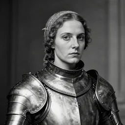 portrait of the beautiful joan of arc in heavy plate armor, very detailed face, dramatic, energetic, black and white, clear focus, by wlop, by greg rutkowski, by christophe young