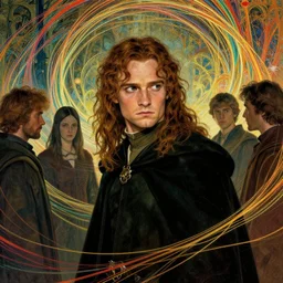 conceptual portrait of andrew tate looking contemptuously at people, the lord of the rings, gloomy harbor, concept art of matte painting, art nouveau, beautiful illumination, swirling bright color lines, fantastically tasteless, aesthetic octane rendering, 8 k hd resolution, ilya kuvshinov, kushart krent and gilleard james