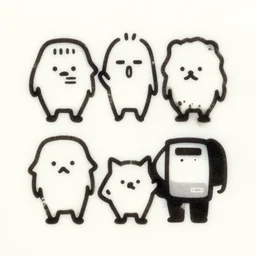 album cover art for tornado stencil cute characters minimalist by akihiko yoshida