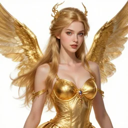beautiful fairy princess portrait, gold bra, gold wings, highly detailed, d & d, fantasy, highly detailed, digital painting, trending on artstation, concept art, sharp focus, illustration, art by artgerm and greg rutkowski and fuji choko and viktoria gavrilenko and hoang lap