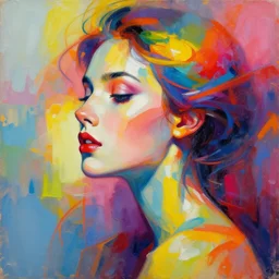 goddess of beauty, abstract portrait, abstract colors, colorful, euphoric, side profile, painting, digital abstract art, detailed, artstation, 4 k