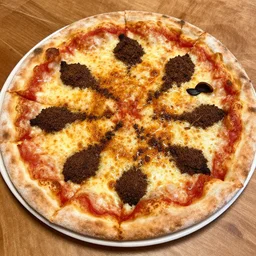 pizza with big dog turds on it