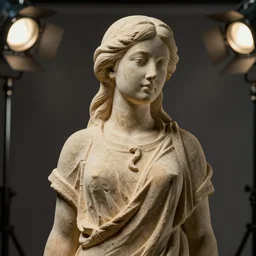 statue of a perfect woman, sandstone ( desgined by porsche ), studio photo, octane render, studio lights, macro lens