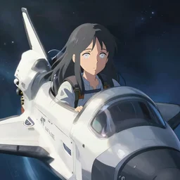 Young Himalayan woman piloting a space shuttle, somber white eyes, long ashy hair, gentle lighting, dim lighting, digital art by Makoto Shinkai ilya kuvshinov and Wojtek Fus, digital art, concept art,