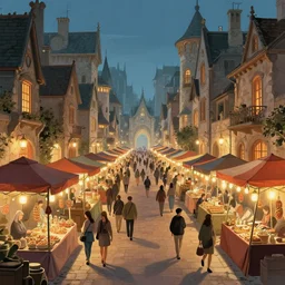 a busy fantasy street night market from within a fascinating old city, by Sylvain Sarrailh, by Sebastian Luca, by Nicodemus Yang-Mattisson,   cinematic, simple but effective composition, clean lines, beautiful digital painting, oil painting, dungeons and dragons, lord of the rings