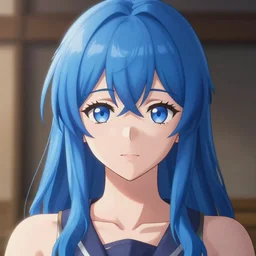 portrait of shiki wakana, very beautiful, blue hair, artstation, digital, smooth, pixiv