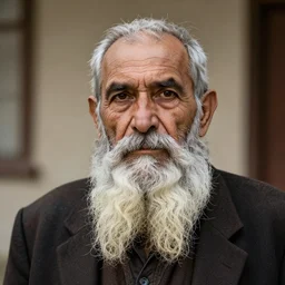 photograph of an old man with very long beard