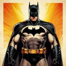 batman rusty ink stroke lines with cel shading retro comic poster art triadic color scheme