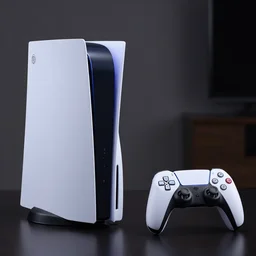 photograph of play station 6 game console with controller