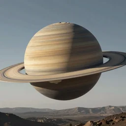wide shot, hyperdetailed masterpiece concept art of a saturn shaped building, 4K detailed
