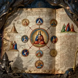 flowchart in a medieval manuscript describing how to become initiated in theurgic and theophanic mysteries